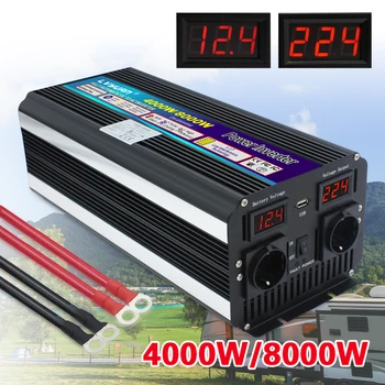 

Car/Home 8000W Peak 12V/24V DC to220V-240V Dual LED Display Home/car Modified sine wave AC Double Socket power inverter