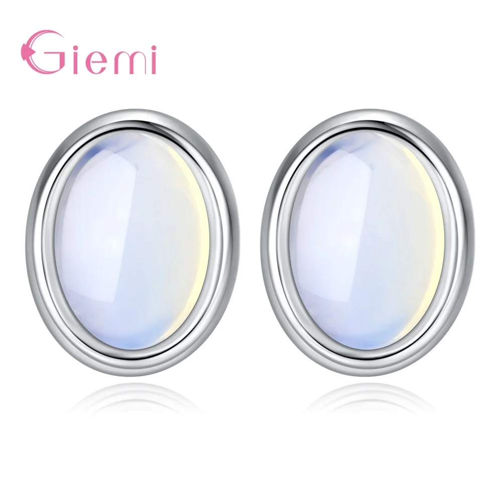 100% Brand New White Opal Pietra Forma Di Uovo Orecchino Della Vite Prigioniera Di Fascino 925 Sterling Silver Ovale Orecchini Per La Cerimonia Nuzial