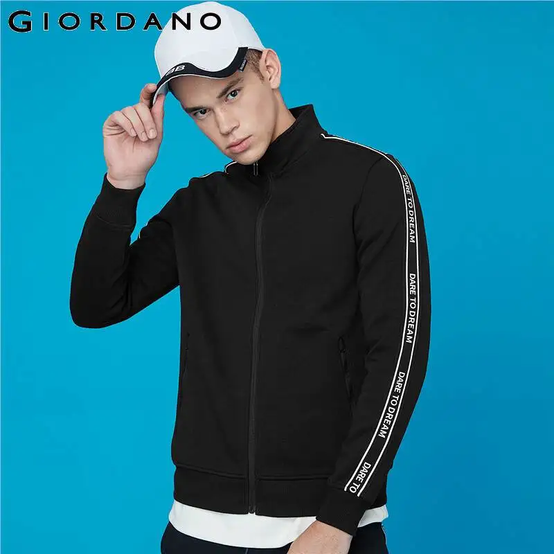 

Giordano Men Jackets Interlock Letter Strap Stand Collar Jackets Coats Zipper Fly Pocket Jaqueta Masculino 01079897