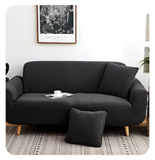 Dark gray После того как я Флокированная диван крышка универсальный кукурузные зерна чехол для дивана скольжению эластичный чехол для мебели 1/2/3/4 диван-Крышка для гостиной - Цвет: Dark gray