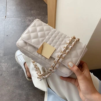 

Chain Design Solid Color PU Leather Crossbody Bags For Women 2020 Summer Elegant Mini Travel Shoulder Handbags and Purses