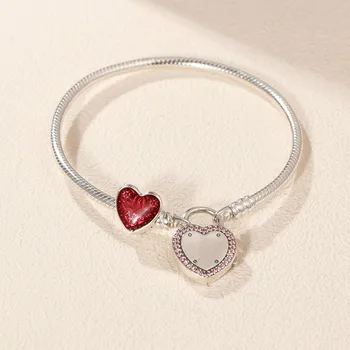 

100% 925 Sterling Silver European Original Snake Chain Pan Bracelet Diy Beads Charms Bracelet Valentine's Day gift