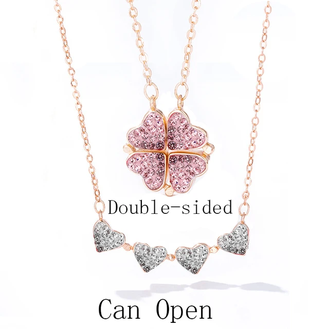 Heart Clover Necklace Crystal 