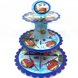 1 комплект 3 уровня держатель для кексов спрос среди детей Baby Shower Paperboard Super Wings/Superwings дизайн торт стенд день рождения товары для вечеринок