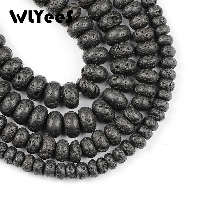 WLYeeS 6 8 10 мм натуральный черный камень из вулканической лавы плоские круглые
