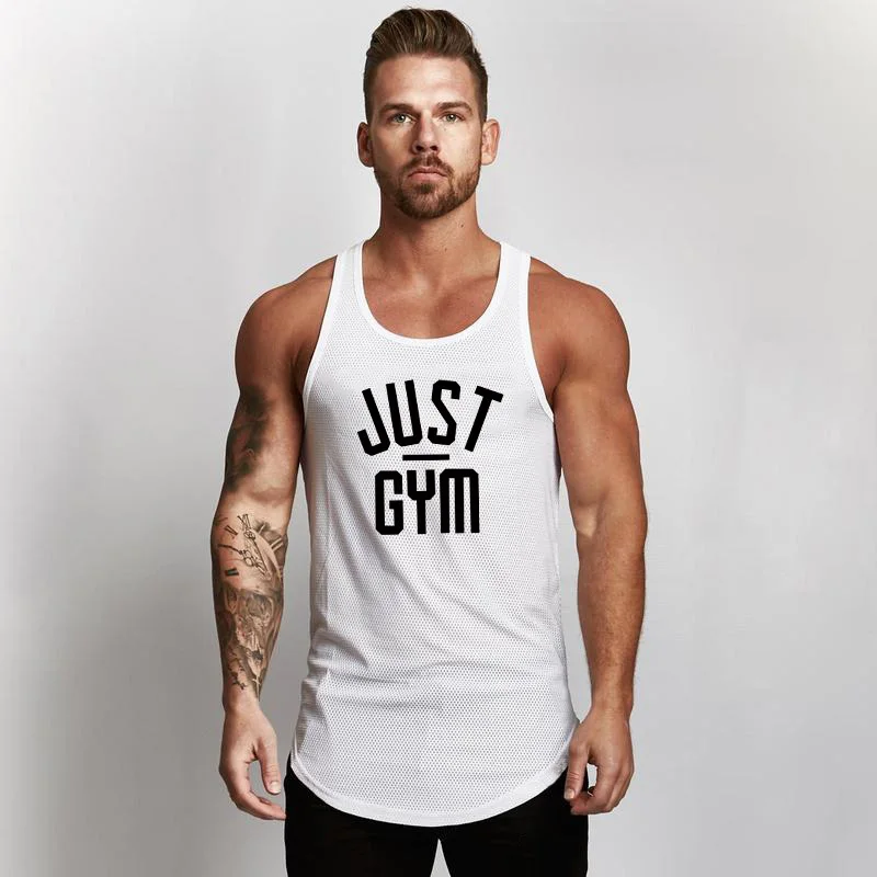 Брендовая мужская майка без рукавов для фитнеса, майка для тренировок, майка для бодибилдинга, Стрингер, топ, быстросохнущая одежда для спортзала - Цвет: white155