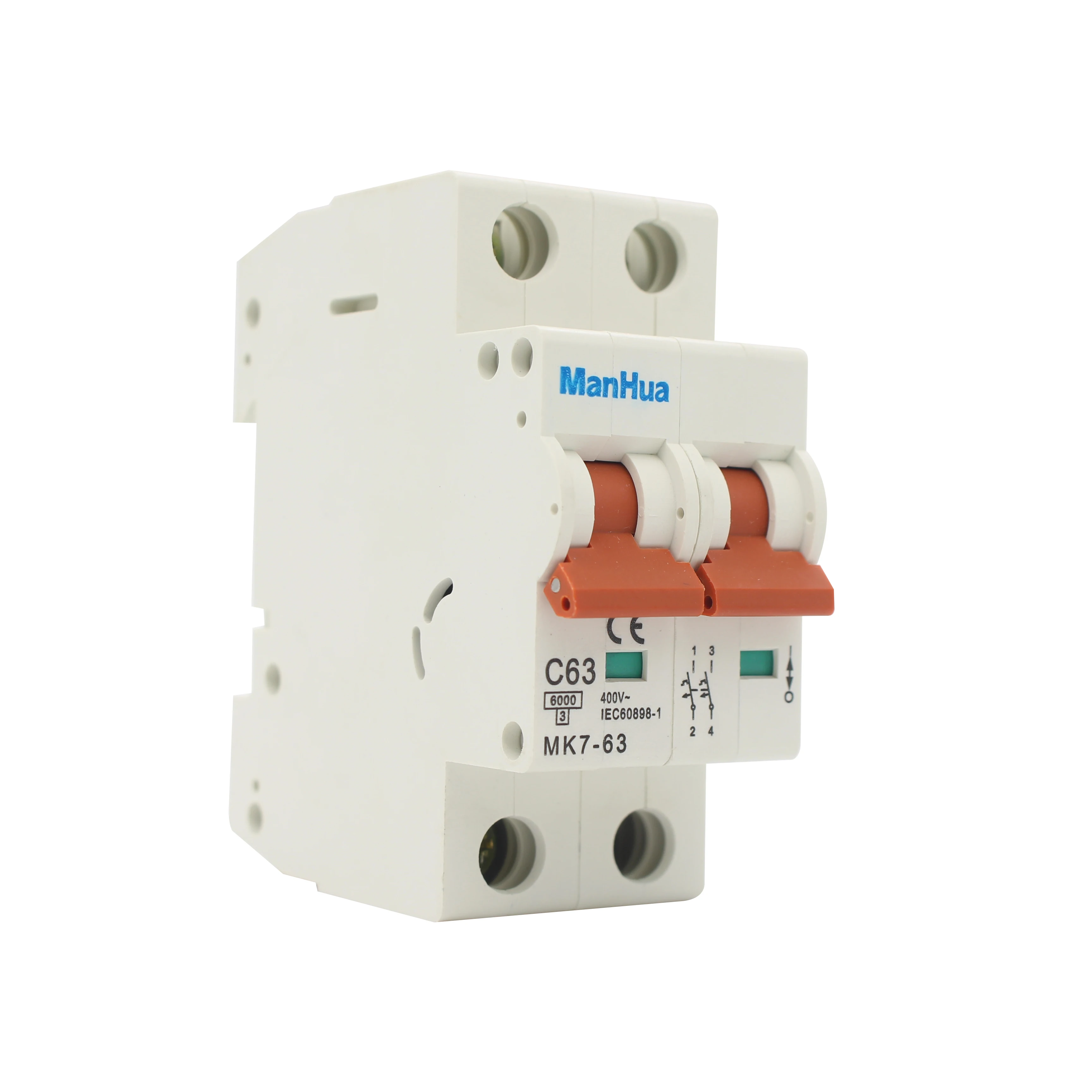 ManHua MK7-63 L7 6000A UK market MCB 2P~ 230/400V 6A 16A 20A 32A 63A CE сертификат выключатели Мини автоматический выключатель
