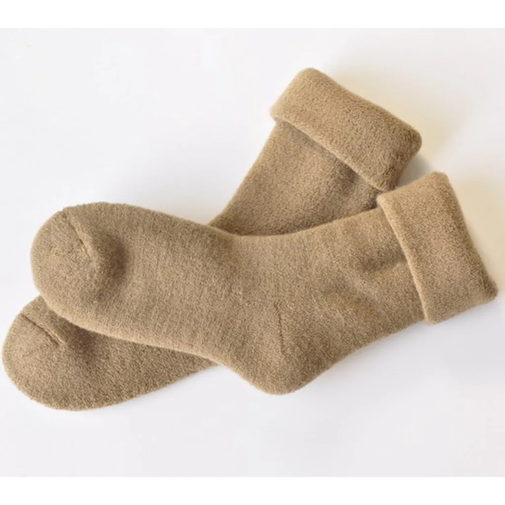Женские носки, одноцветные зимние теплые кавайные носки в стиле Харадзюку, высокое качество, Нескользящие женские носки-тапочки, теплые и милые Calcetines Mujer