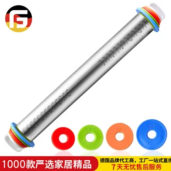

Amazon 17 Inch Adjustable Stainless Steel Rolling Pin Adjust the Thickness Scale gan mian gun Surface Leather Kneading Tools