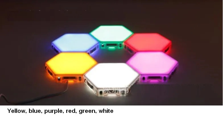 Квантовая лампа светодиодные шестиугольные лампы модульное Сенсорное освещение ночного света магнитные шестигранники креативное украшение настенный светильник - Цвет: 6pcs colorful light