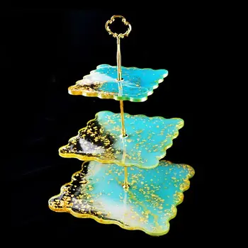 

3 Tier Cupcake Stands DIY Resin Molds Round Square Tray Silicone Casting Mould N58F