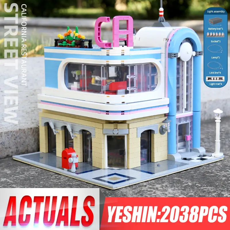 Yeshin 16001 конструктор уличный вид совместимый с 15037 г. центр кафе Калифорния модель