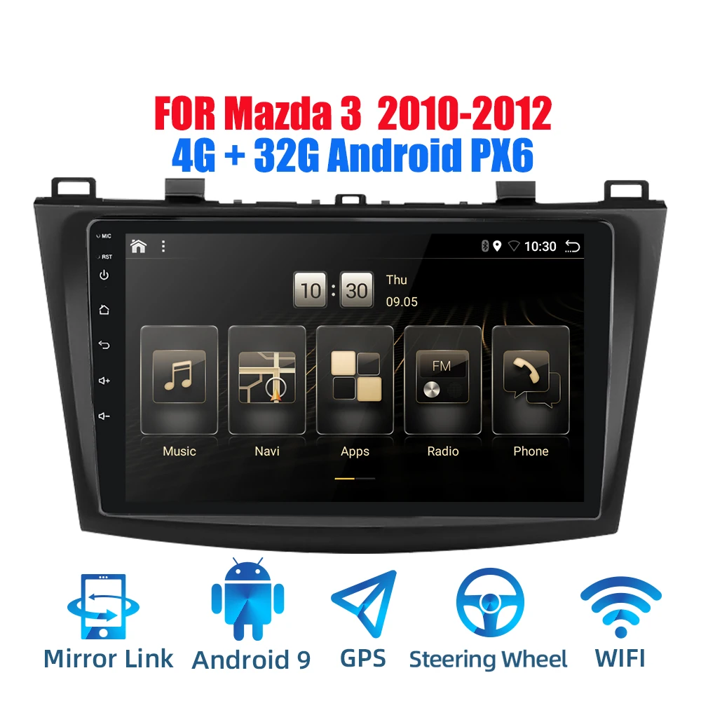 2din Android 9 0 Ouad Core PX6 автомобильное радио стерео для MAZDA 3 2010 2012 GPS Navi Аудио Видео плеер