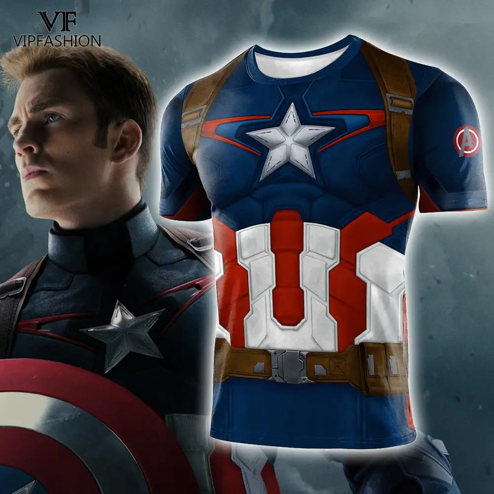VIP Мода Мститель эндшпиль Капитан Америка спасательная Броня 3D принт супергероя Косплей фитнес компрессия с длинным рукавом