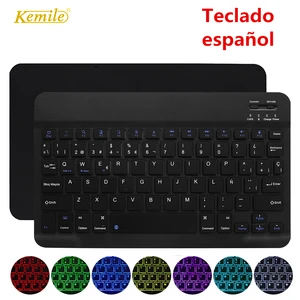 Clavier espagnol Bluetooth sans fil Ultra mince pour IOS Android tablette clavier PC Windows pour iPad Bluetooth espagnol Teclado