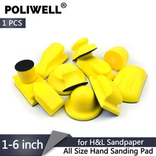 POLIWELL 1PCS 1~6 inch PU Foam Sanding Disc Holder Sandpaper Backing Polishing Pad Hand Grinding Block All Sizes Sanding Pad