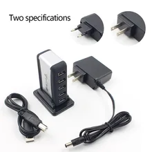 7 USB Ports High Speed Multihole USB High Speed 2.0 Hub With Power Adapter Converter For PC Laptop Webcam US Plug/EU Plug