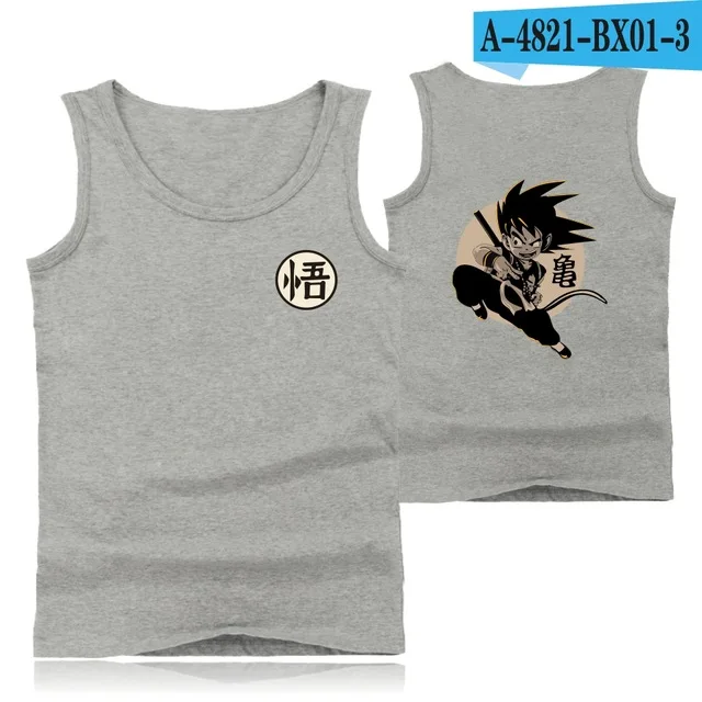 gray Dragon Ball/Хлопковые безрукавки, летние безрукавки больших размеров, майка для фитнеса Сон Гоку, мужская майка для бодибилдинга, рубашка без рукавов, брендовая одежда - Цвет: gray