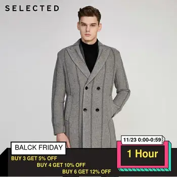 

SELECTED Men's Woolen Outwear Double-breasted Stripes Wool Coat S|419427553