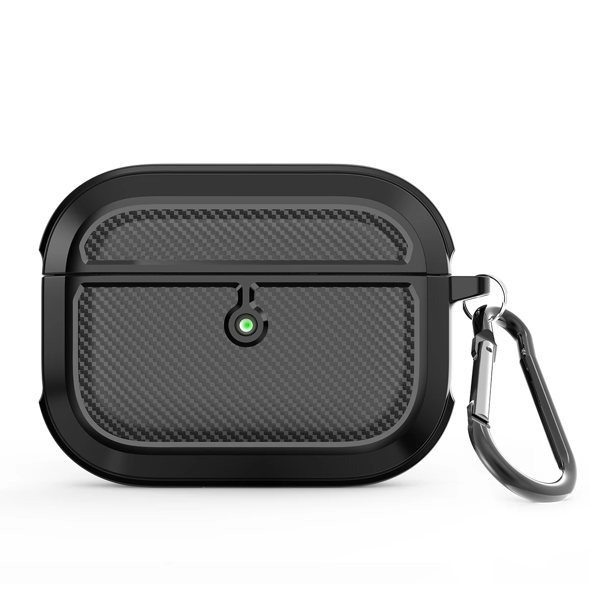 Carbon Fiber Silicone Case for AirPods Pro Full-Body Rugged Protective Cover with Keychain for Apple Airpods Pro Shockproof Case