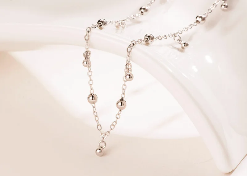 Новые модные серебряные бусины 925 пробы ожерелья для женщин длинные ювелирные изделия-ожерелья ожерелье