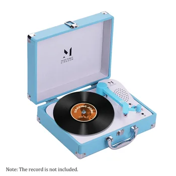 

Portable Record Player for 7-inch Vinyl Turntable Suitcase Phonograph 2-Speed(33 1/3,45 RPM) with Built-in Speaker and Headphone