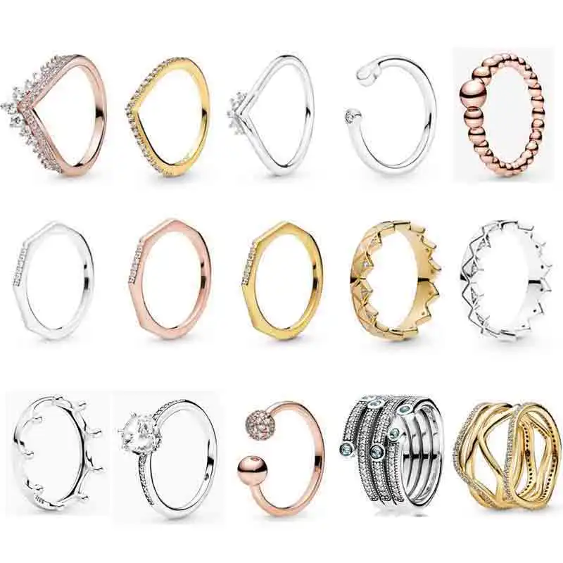 

PDB JZ 18 Original 925 Sterling Silver New DIY Ring with Original Logo Woman Jewelry Gift Party Wedding Jewelry Free Shipping