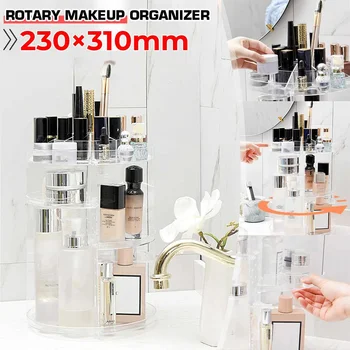 

23x23x31cm 360° Rotating Adjustable Cosmetic Storage Display Holder Makeup Organizer Rack for Creams Brushes Lipsticks