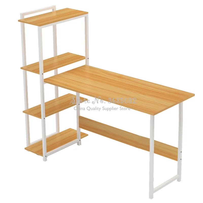 Stable Steel Frame Computer Desk with Bookshelf Simple Office Wooden Desks Household Waterproof Laptop Table Width 80cm