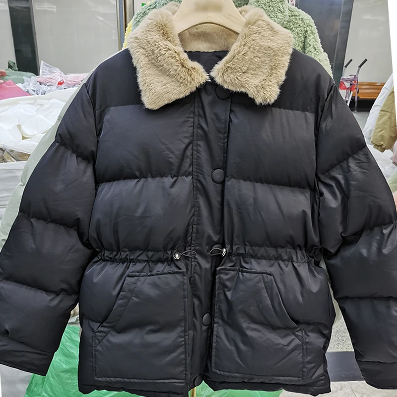 Зимняя куртка-пуховик для женщин, толстые теплые парки с воротником-стойкой, пальто-пузырь, Корейская хлопковая стеганая одежда на пуговицах