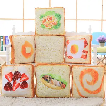 

Short plush Toast Bread Slice Cushion Simulation Cat Pet Cushion Sponge filling 40x40cm best choice for Christmas gifts