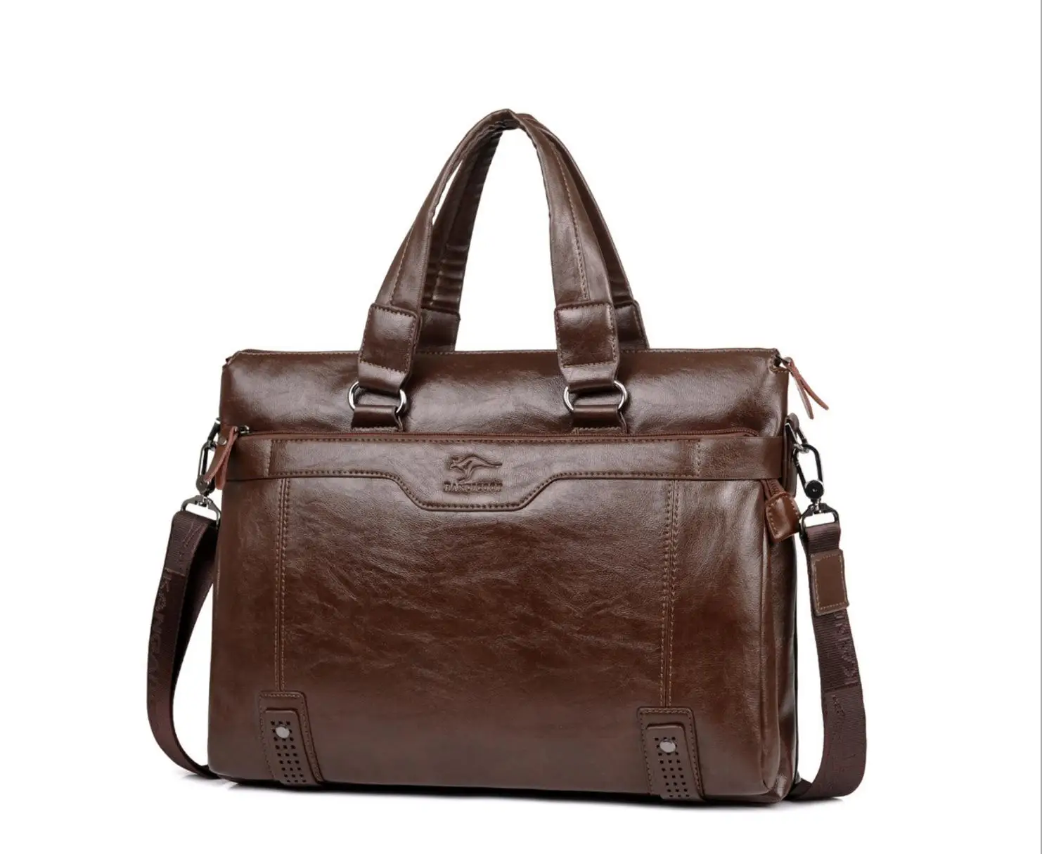 Мужской короткий Чехол 15 дюймов, сумка для компьютера, мужской кожаный короткий чехол для мужчин, сумка для ноутбука через плечо, Офисная Повседневная сумка, чехол для документов - Цвет: Coffee