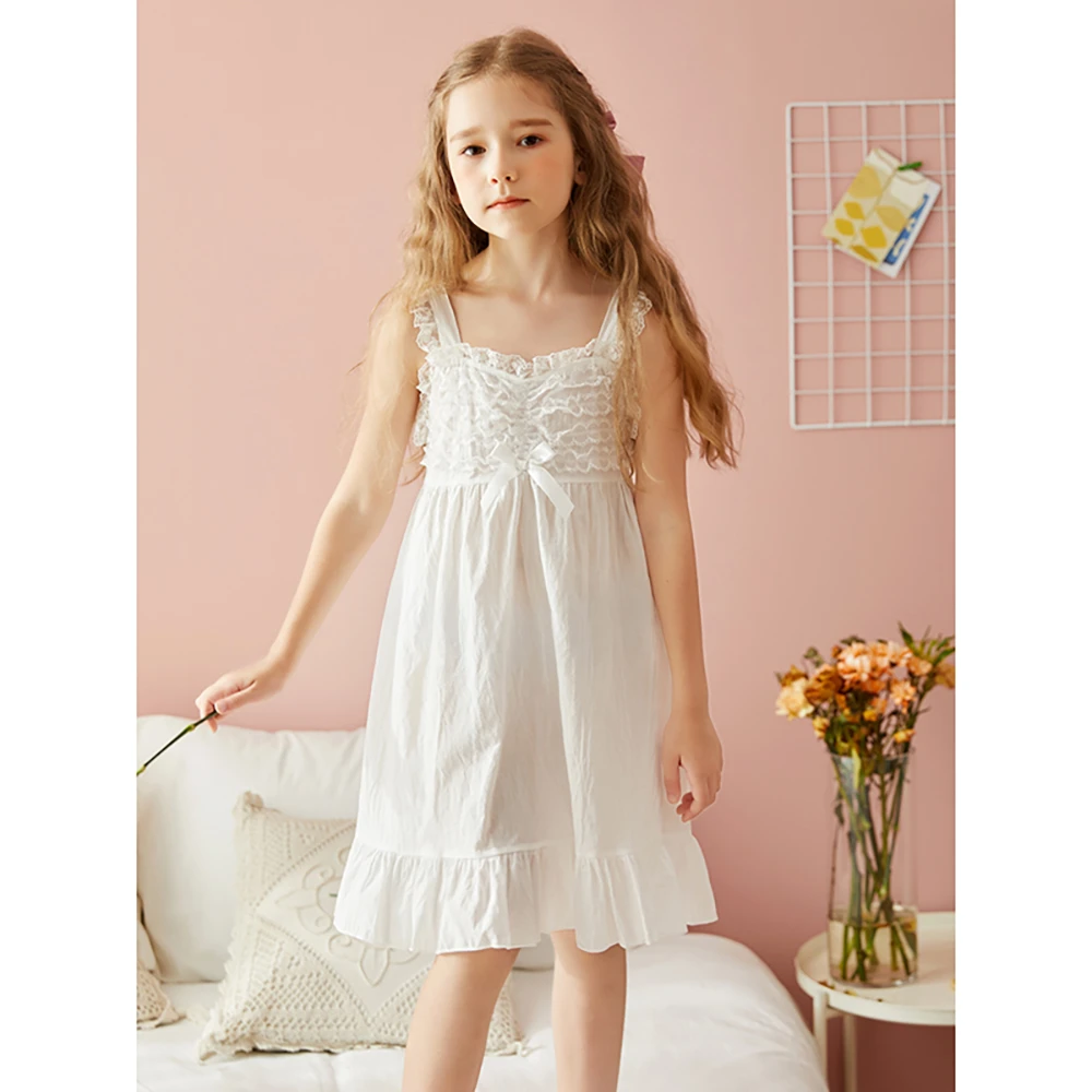 Children Girl’s Lolita Dress Princess Sleepshirts Vintage Kid‘s Multilayer Lace Sleeveless Nightgowns.Summer Toddler Nightdress pajama sets boy