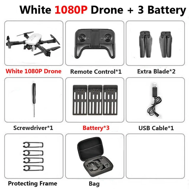 Wi-Fi FPV RC Дрон с 1080P 4K HD Квадрокоптер с камерой оптический поток позиционирования жеста фото Дрон Vs sg106 Visuo xs816 - Цвет: 1080P 3BAT Bag
