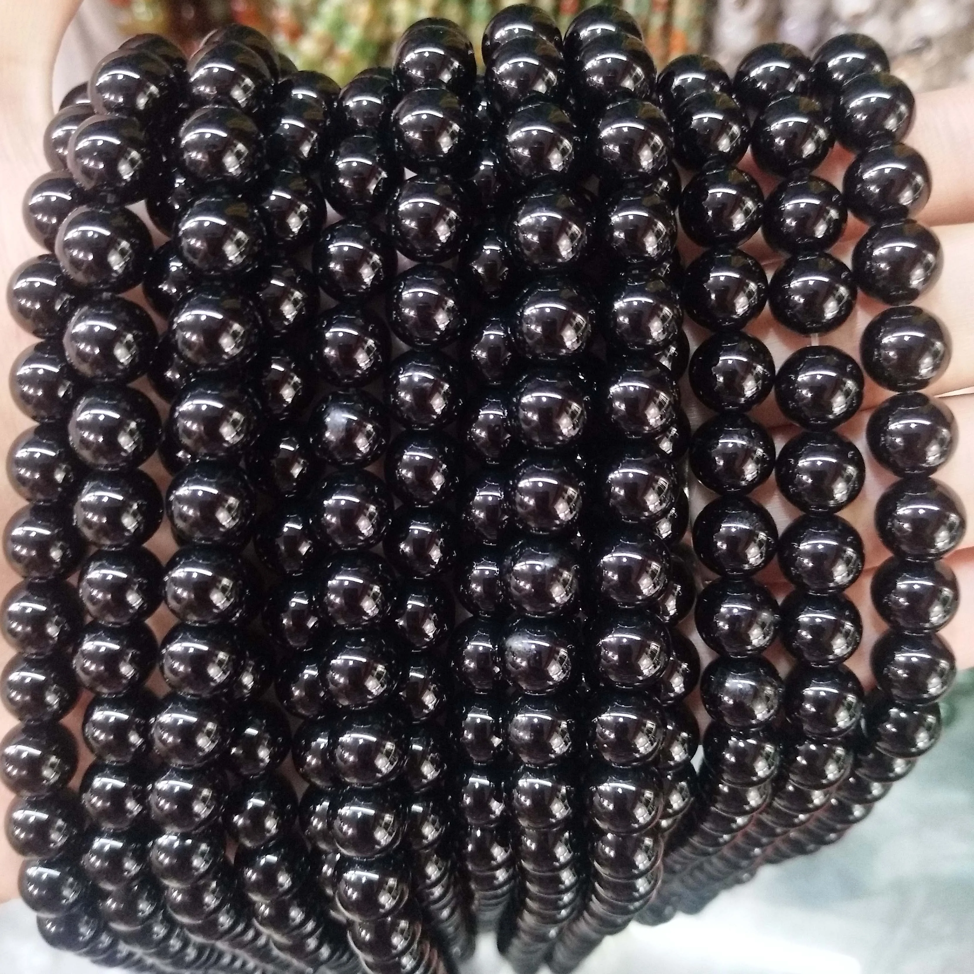 Black agate Натуральный камень агат Стекло круглый незакрепленный камень бусины для самостоятельного изготовления ювелирных изделий браслет материал ожерелья 4681012 мм - Цвет: Black agate