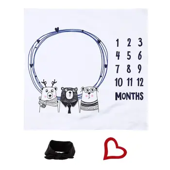 

Baby Baby Monthly Milestone Blanket with Hair band Baby Shower Gift for New Moms Girls Boys Photography Background Prop Newborn