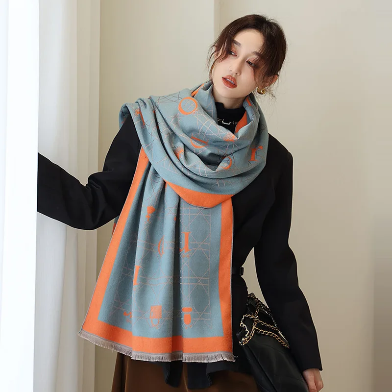 

2021 Fashion Print Beach Towel Classic Letter Cashmere Scarves Winter 190X65CM Dustproof Shawls Luxury Sunscreen Warm Bandanna