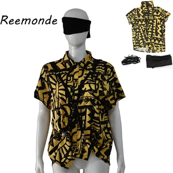

Blouses Woman 2019 Stranger Things 3 Eleven Costume Clothes Yellow Shirt Blindfold Suspender Vintage Blouse Women Girls Tops