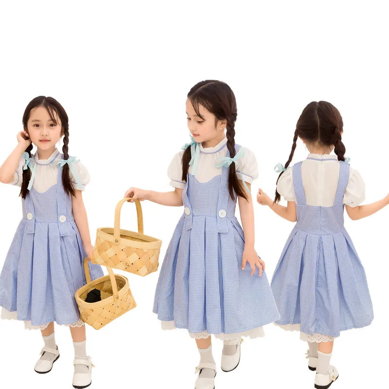 

2019 New Style Halloween Service Children Girls COS Costume CHILDREN'S DAY Stage Drama Performance Wear Dorothy Parent-child Mat