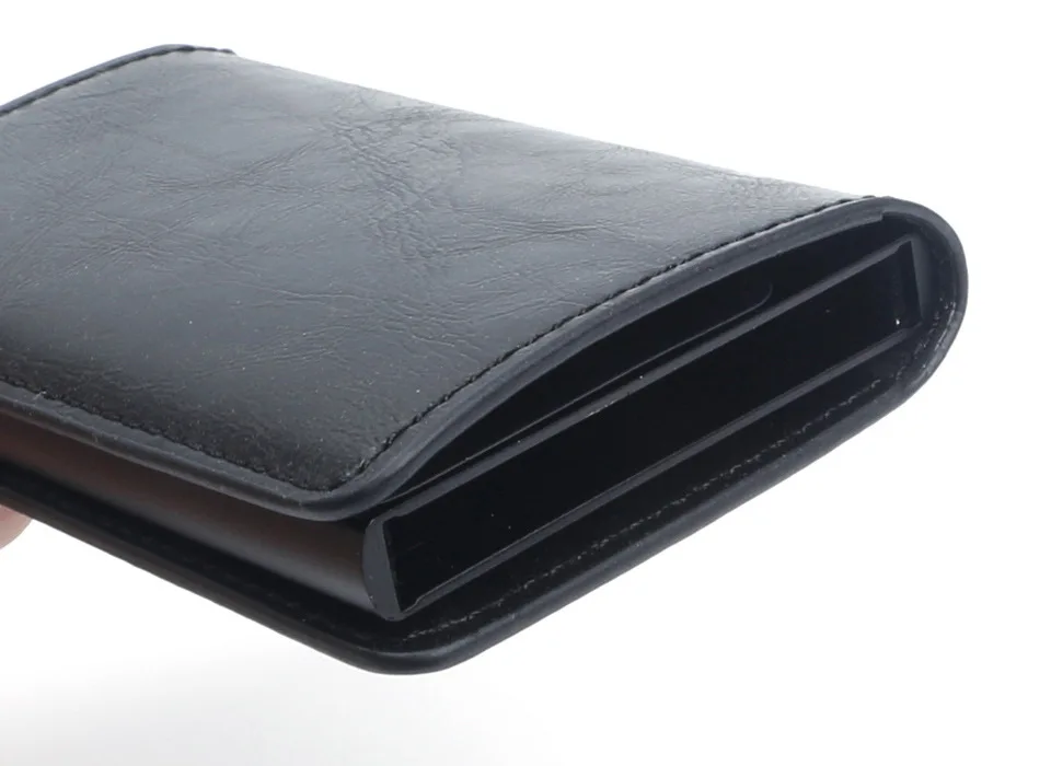 Foreign trade aluminum alloy card box carbon fiber pattern men and women PU automatic RFID credit card Holder AliExpress WISH explosion models