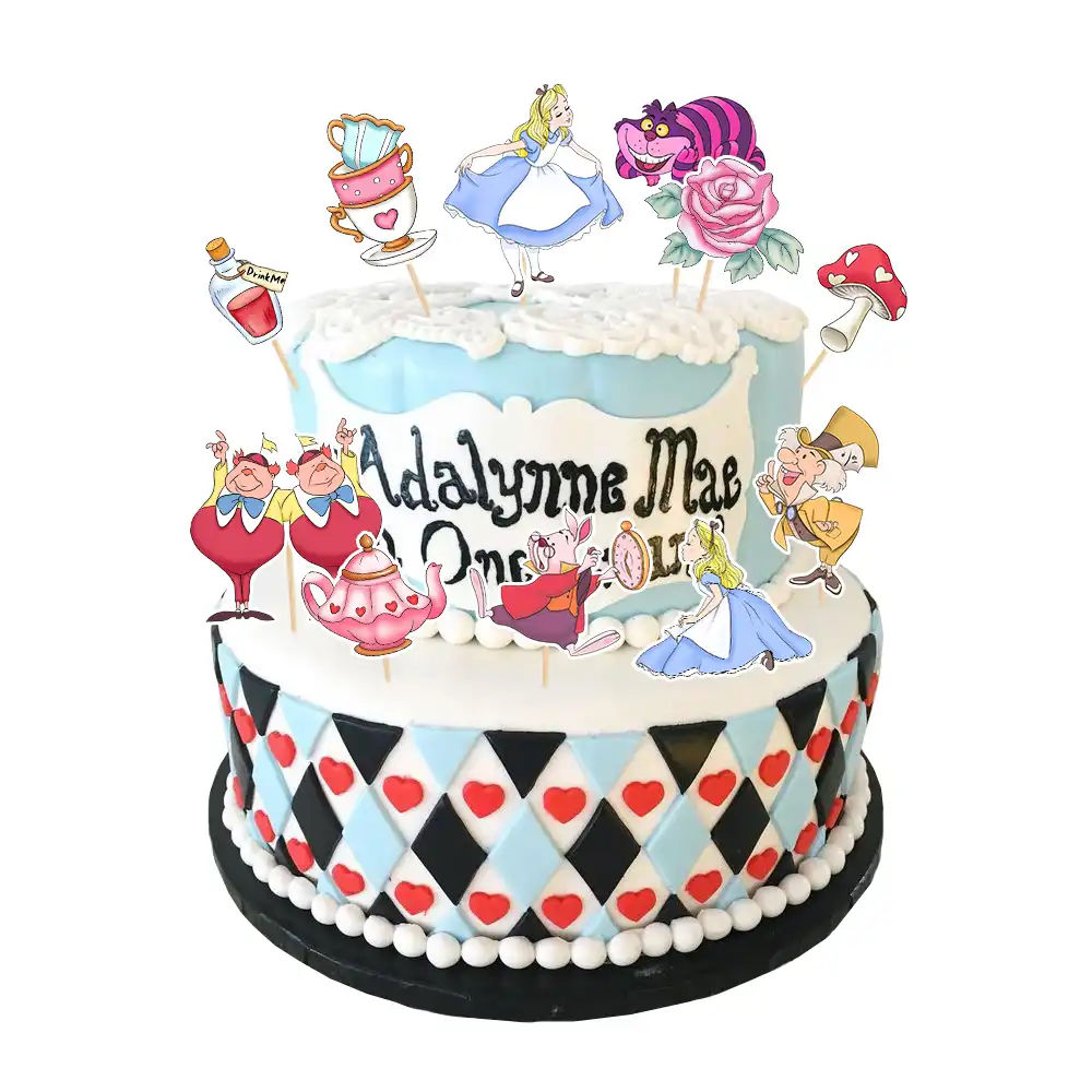 Alice In Wonderland Party Alice Cake Topper Cupcake Girl Cake Decoration For Birthday Party Disposable Party Supplies Cake Decorating Supplies Aliexpress Alice In Wonderland Birthday Cake Toppers