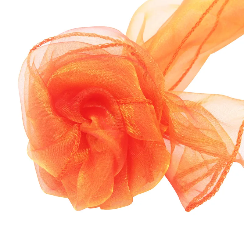 25 шт./лот, персиковый Свадебный чехол на стул из органзы с поясом и бантом, свадебное украшение для банкета и вечеринки - Цвет: Coral Orange