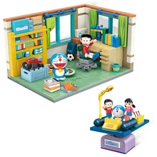 Altamente restaurado doraemon nobita nobis quarto montagem máquina do tempo modelo blocos de construção kit tijolos conjuntos clássicos crianças brinquedos presente