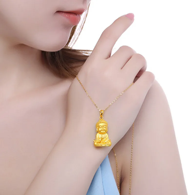 Trendy 3D Gold Hocken Buddha Anhänger Halskette Weibliche Halsband Zubehör Top Qualität Silber 925 Kette Halsketten Frauen Schmuck – Detail 4