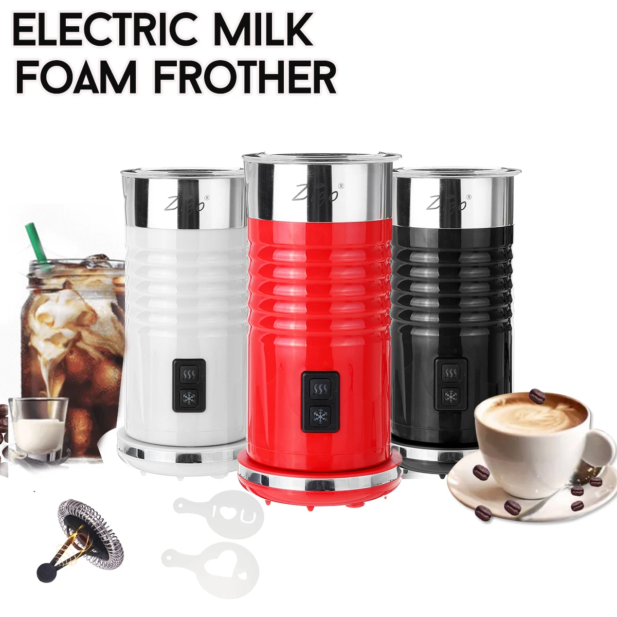 Kenley Electric Hot & Cold Milk Frother Foamer Warmer for Cappucino Latte