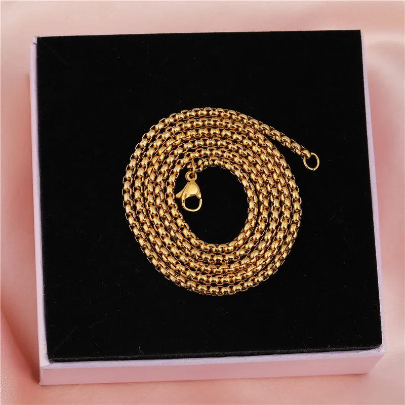 20PCS 23.6'' Stainless Steel Chains Real Gold Plated Lobster Clasp Chains For Hip Hop Necklace DIY Jewelry Findings Accessories