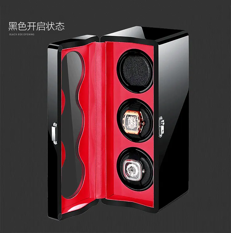 Fashion Safe Motor Mabuchi Automatic Watch Winder Case Lacquer Wood Rotate Electric Watch Boxes for 3 Automatic Watches
