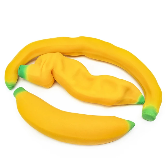 Stretchy Banana Sensory Toy Squeeze Squishy Stress Relief Toy Fidget Toys For Kids Antistress Elastic Gluesand Filled Rubber Toy 2
