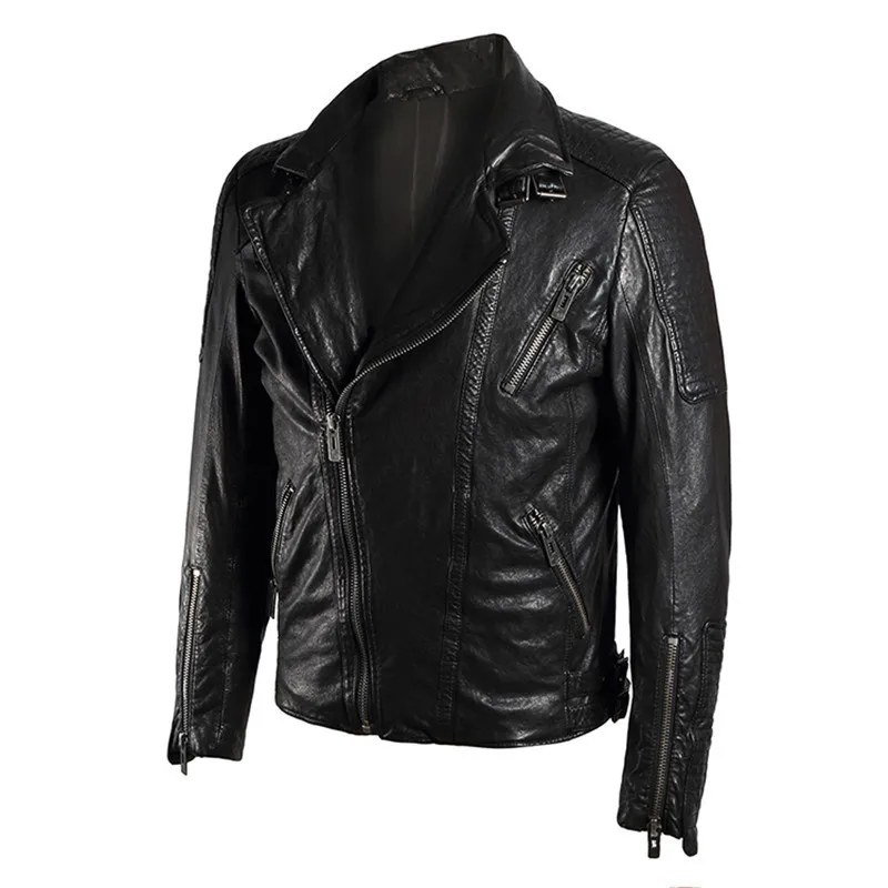 

Real Mens Leather Jacket Jaqueta De Couro Motoqueiro Spring Genuine Leather Jackets Sheepskin Coats Large Size 5XL WXF50 s
