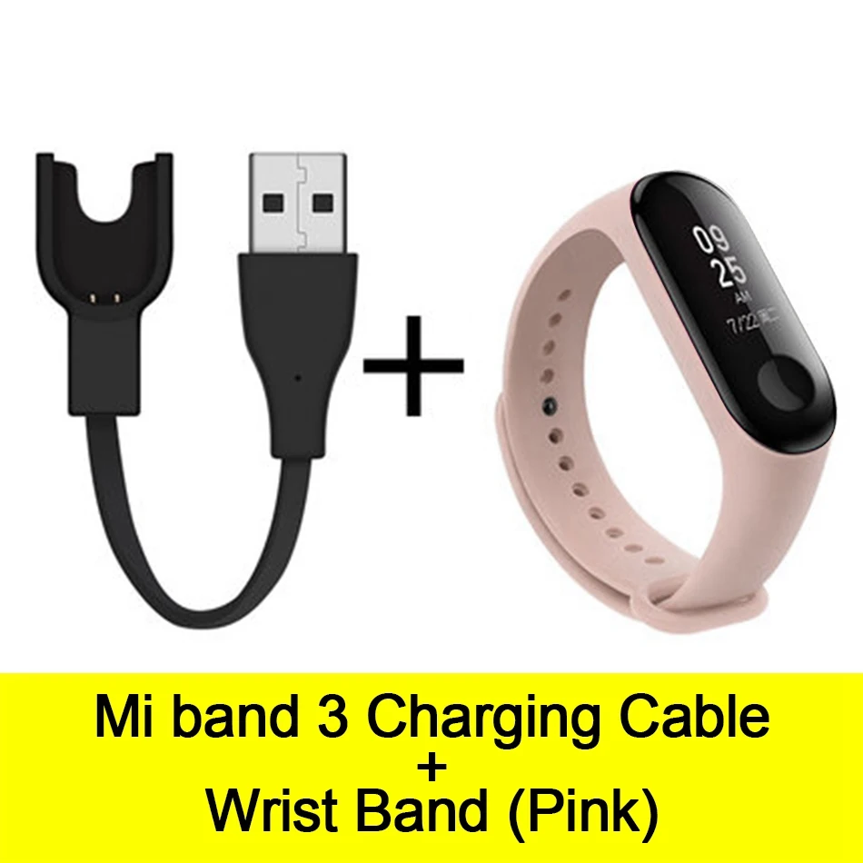 Cable-Pink Usb зарядный кабель для mi Band 3 зарядное устройство Шнур замена адаптер для карт памяти для Xiao mi Band 3 зарядный кабель силиконовый браслет - Цвет: Cable-Pink